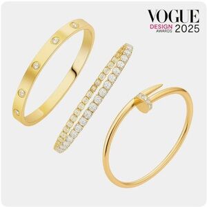 Designer Inspired Elegant Gold and Crystal Bracelet Set